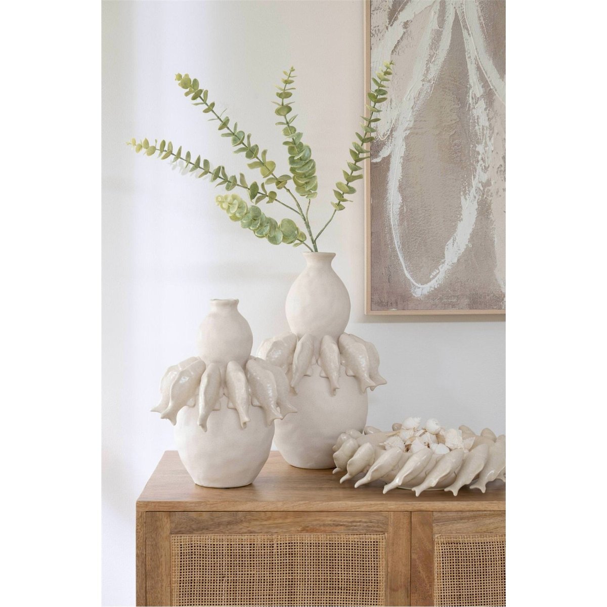 Vase poisson en porcelaine blanc cassé, RECOLLECTION