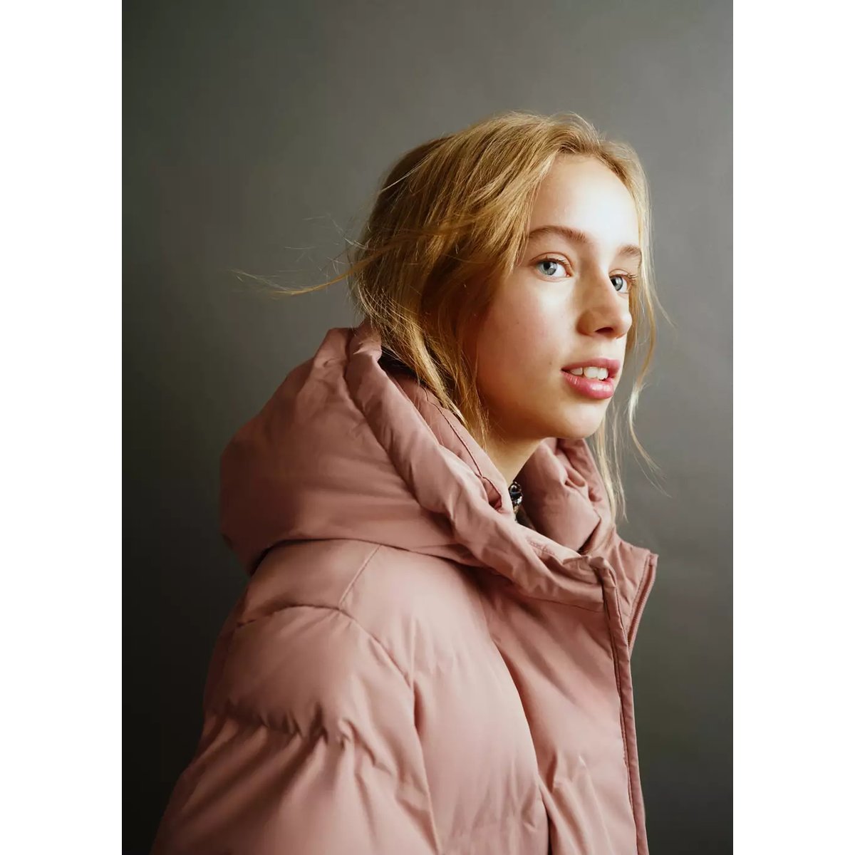 Anorak long matelassé capuche rose, MANGO KIDS