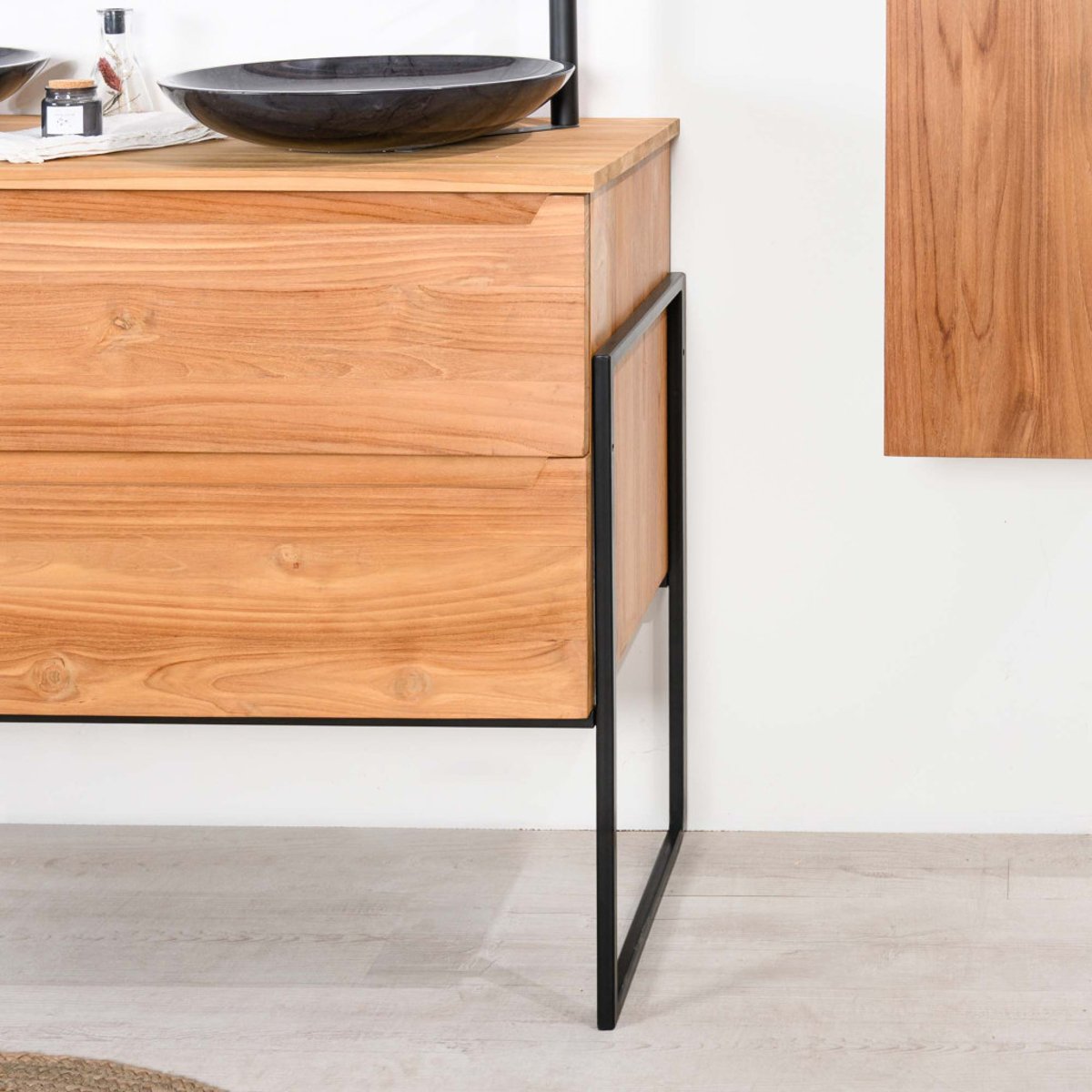 Meuble sous vasque en teck massif Vila 120cm naturel, WANDA COLLECTION