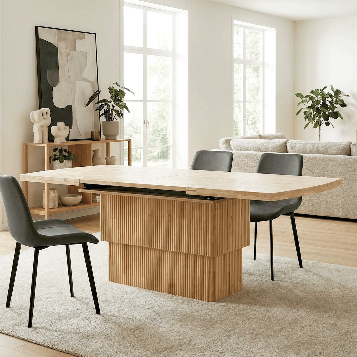 Table basse relevable repas électrique et extensible  - NOWEN marron, MATHI DESIGN