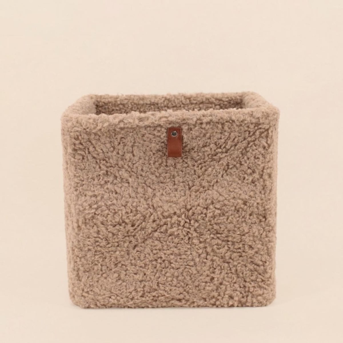Cube de rangement bouclette taupe 31x31cm taupe, ORNAMI