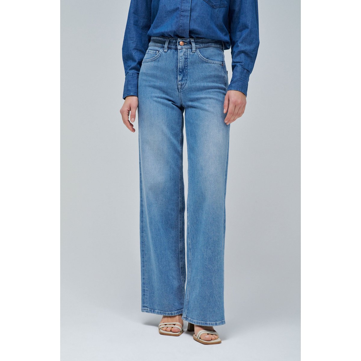 JEAN FAITH PUSH IN WIDE bleu turquoise, SALSA JEANS