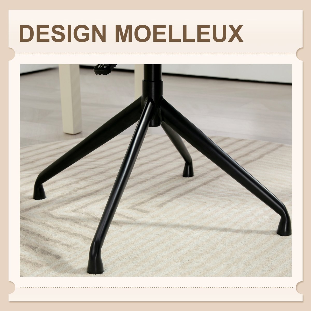 Chaise de bureau Polyester Crème blanc crème, HOMCOM