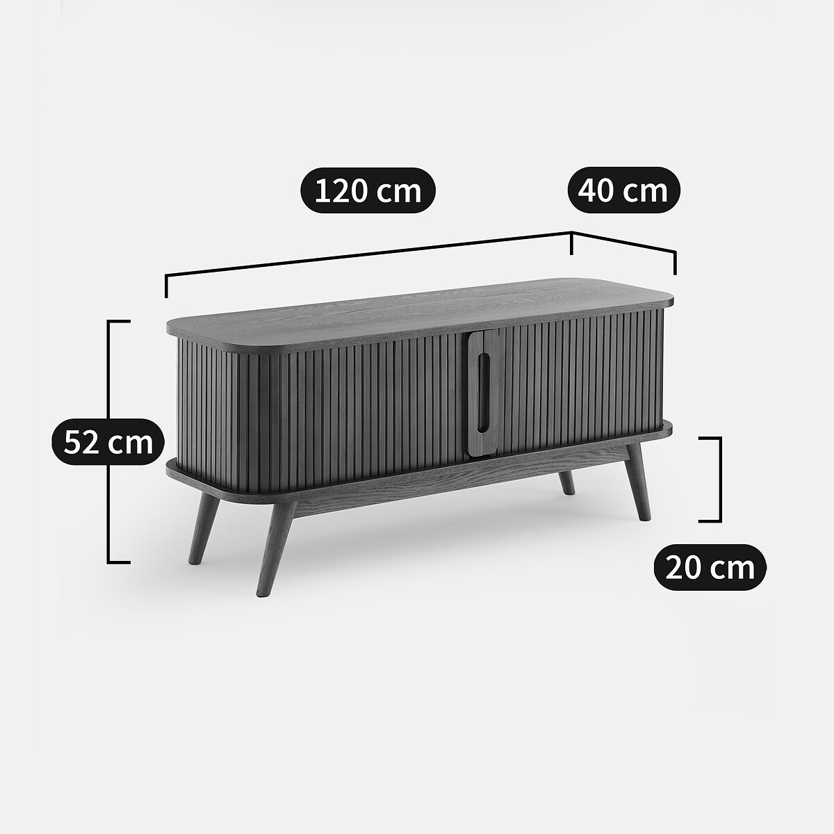 Mueble de TV de fresno y chapado, 2 puertas correderas, anchura de 120 cm, WAPONG tinte color nogal, LA REDOUTE INTERIEURS
