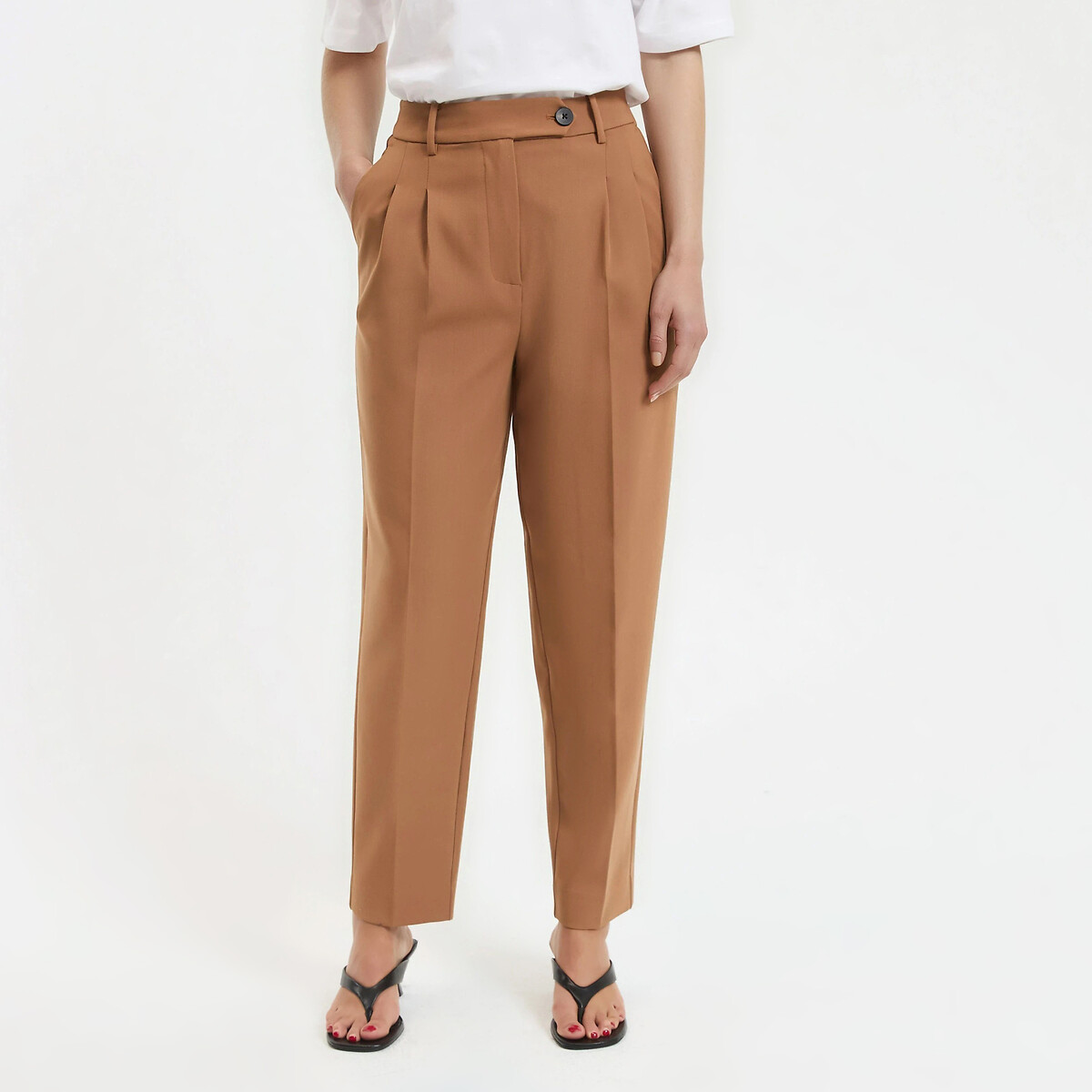 7/8 broek met plooien kastanje kameel, LA REDOUTE COLLECTIONS
