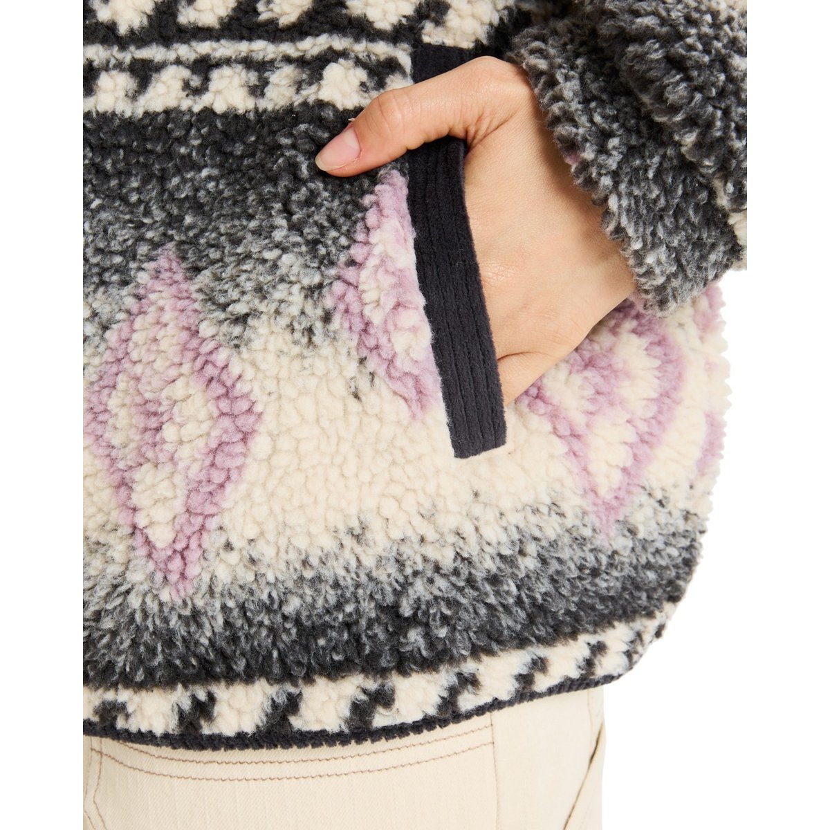 Veste zippée en sherpa oversize FEELS LIKE WINTER. marron parchment feel like winter, ROXY
