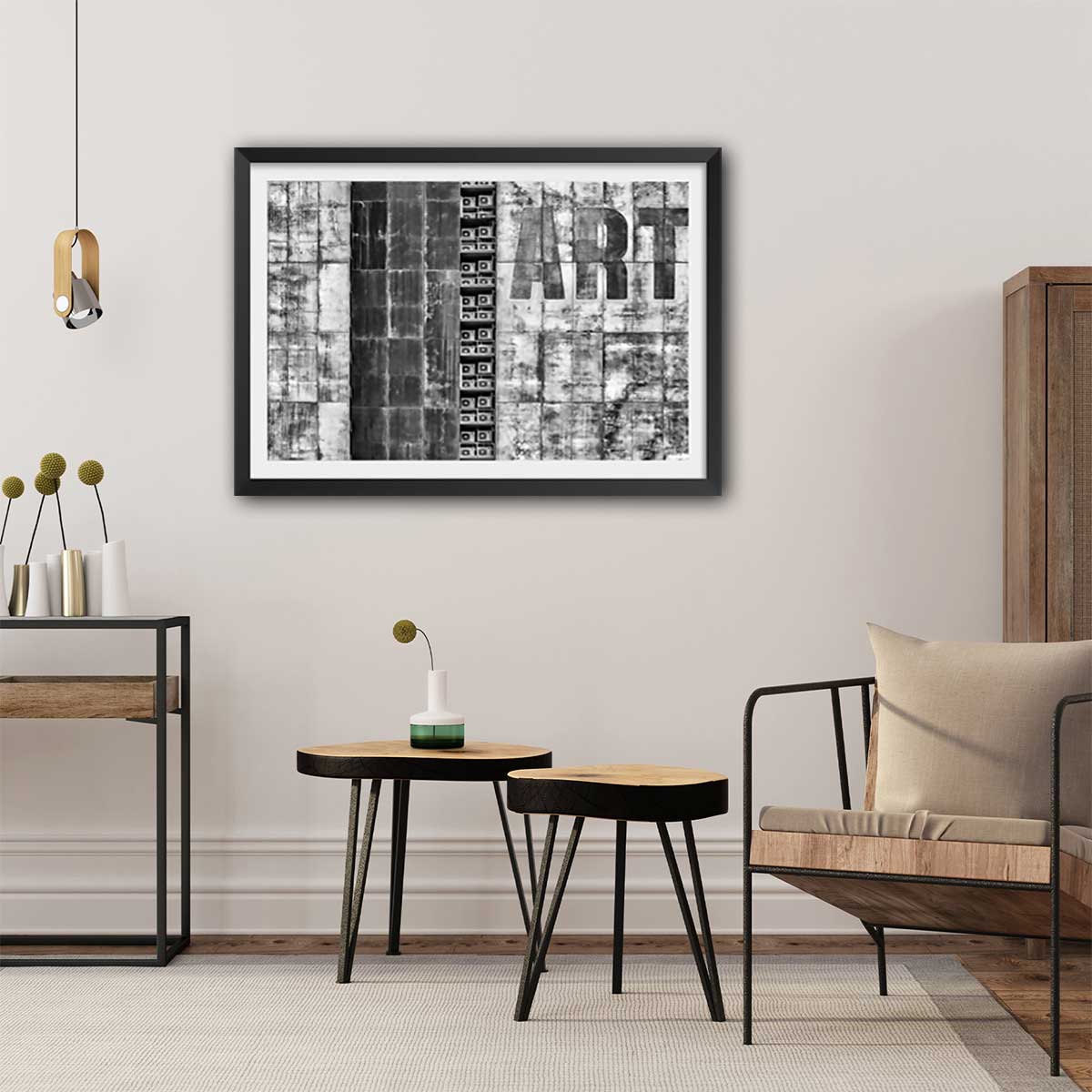 Affiche deco ""Gritty palace"" affiche + cadre en bois - noir, HEXOA