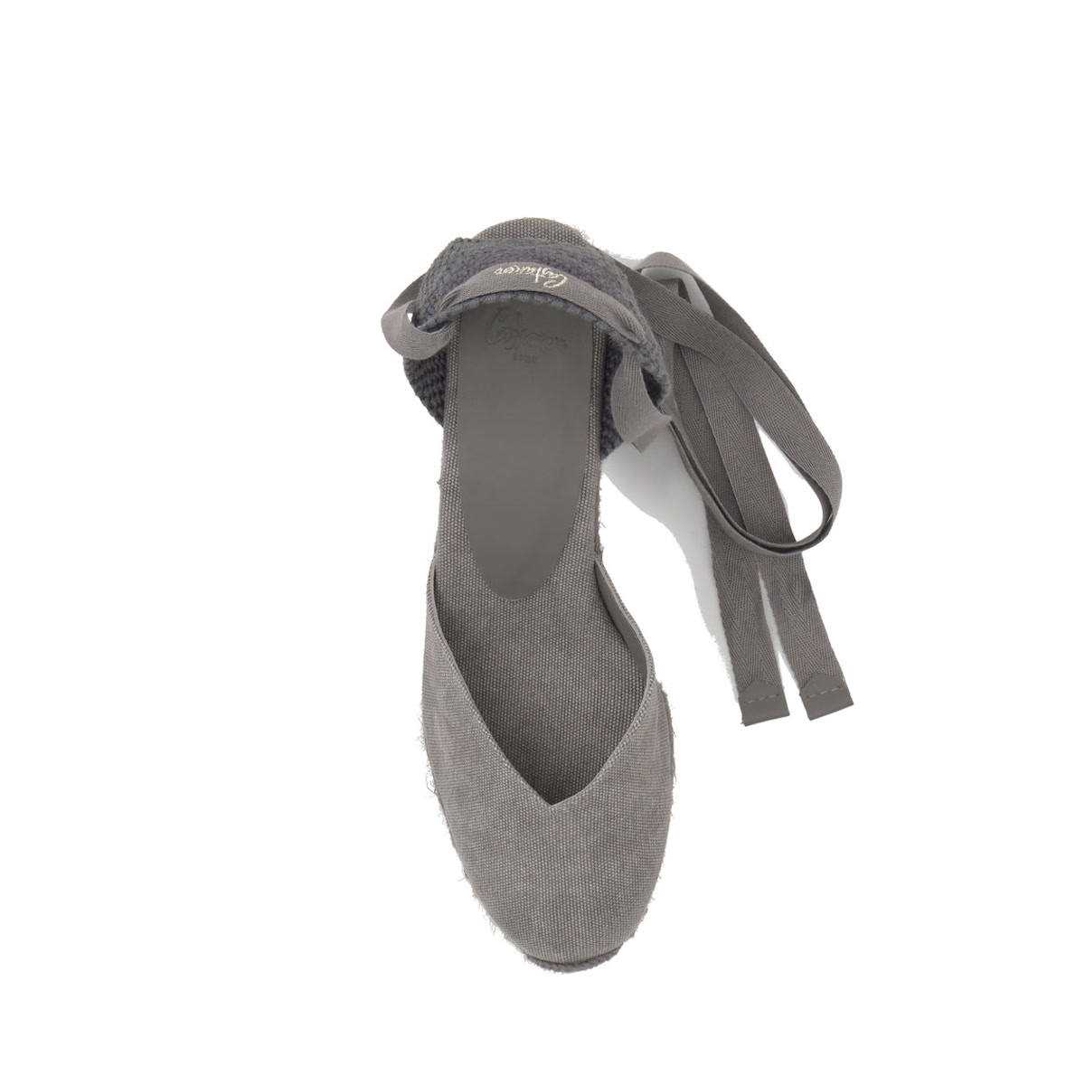 Espadrilles compensées à lacets en coton bio CHIARA gris, CASTANER