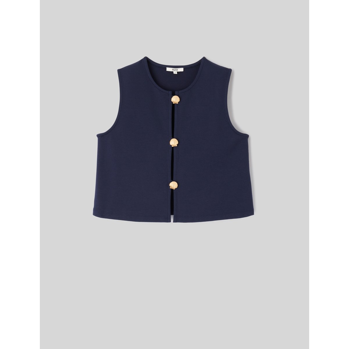 Top avec détails de boutons dorés bleu foncé, BZB