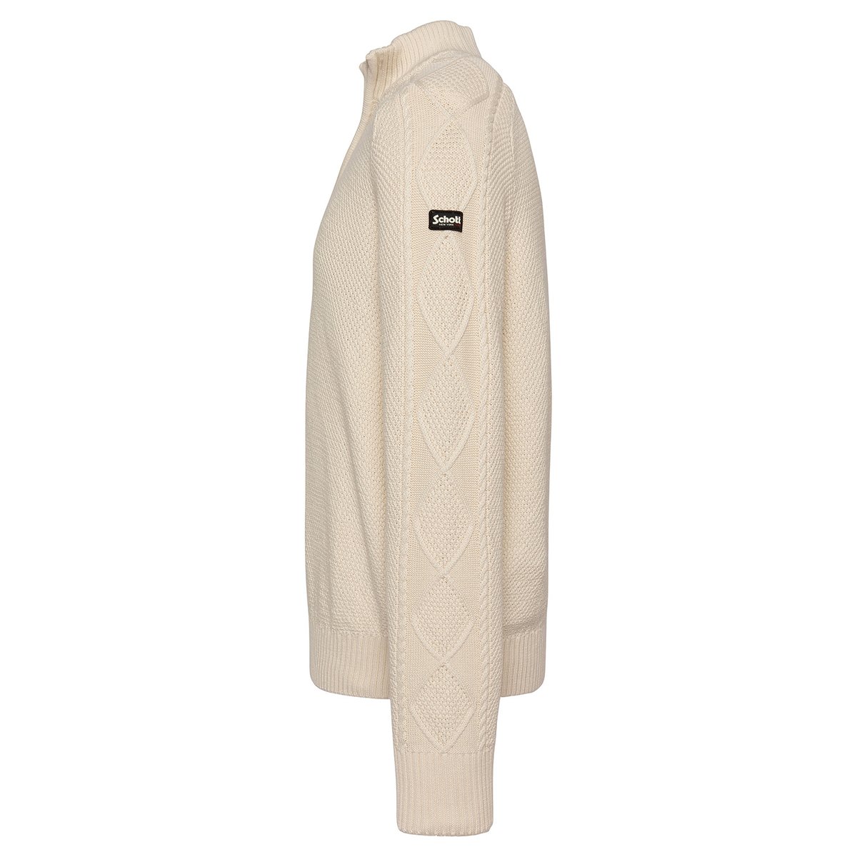 Pull camionneur en maille texturée ecru, SCHOTT