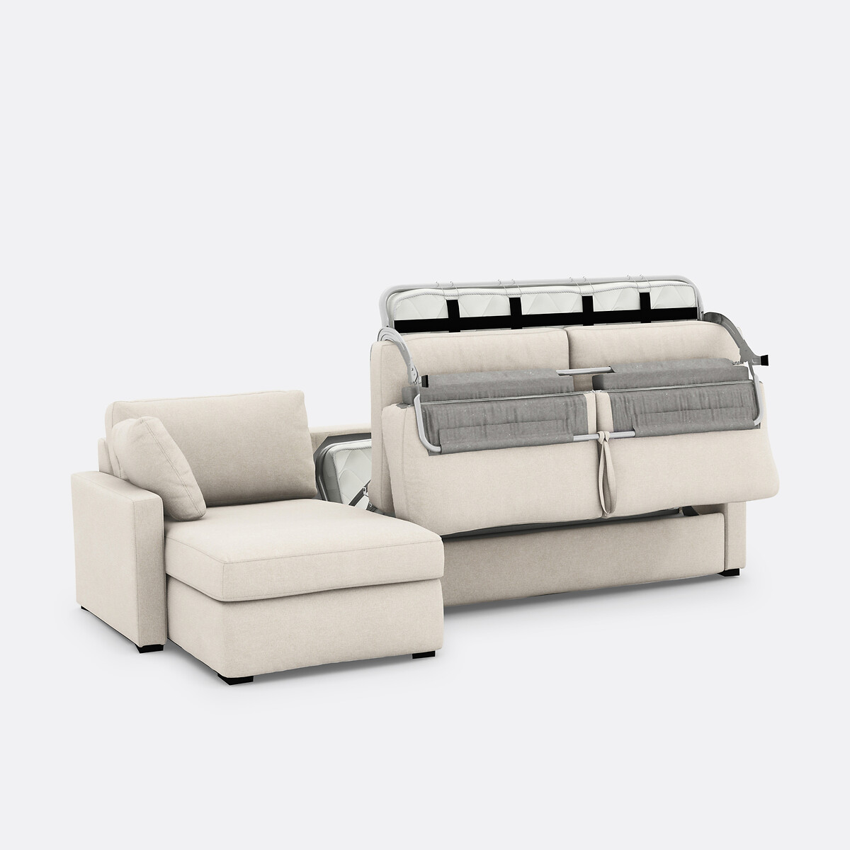 Canapé d'angle, convertible, 4 places, en polyester, mousse, TIMOR ecru, LA REDOUTE INTERIEURS