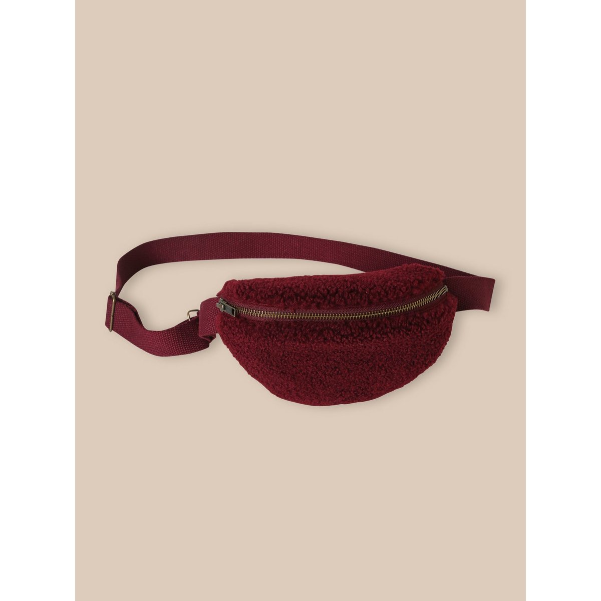 Sac banane en sherpa bordeaux, CYRILLUS