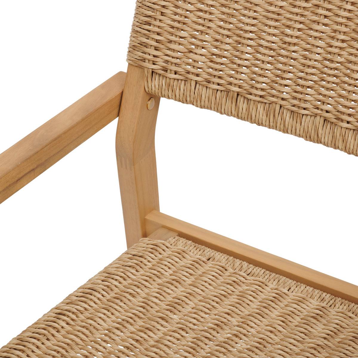 Lot de 2 fauteuils de jardin en acacia et résine tressée TEMEIRA beige, HESPERIDE