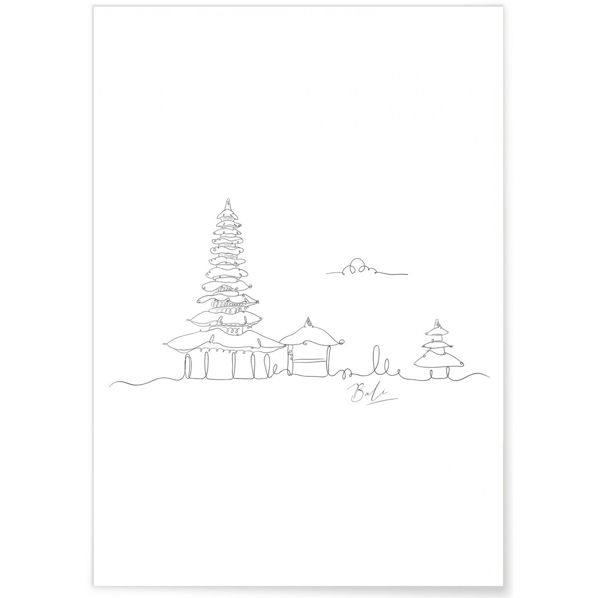 Affiche Line Art Bali blanc, L'AFFICHERIE