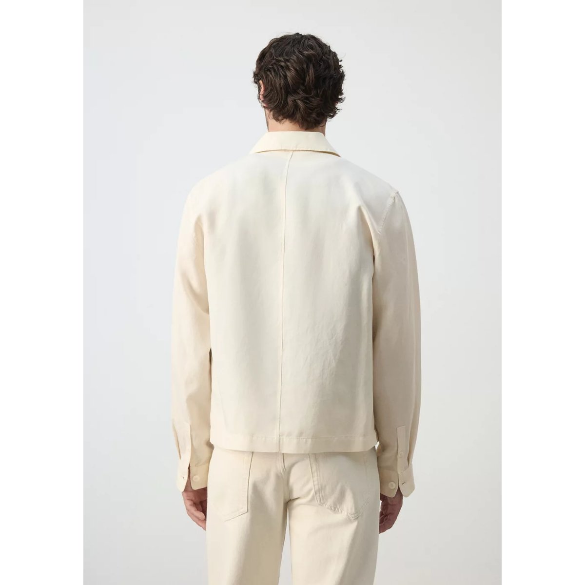 Veste slim fit en lin et poches blanc cassé, MANGO MAN