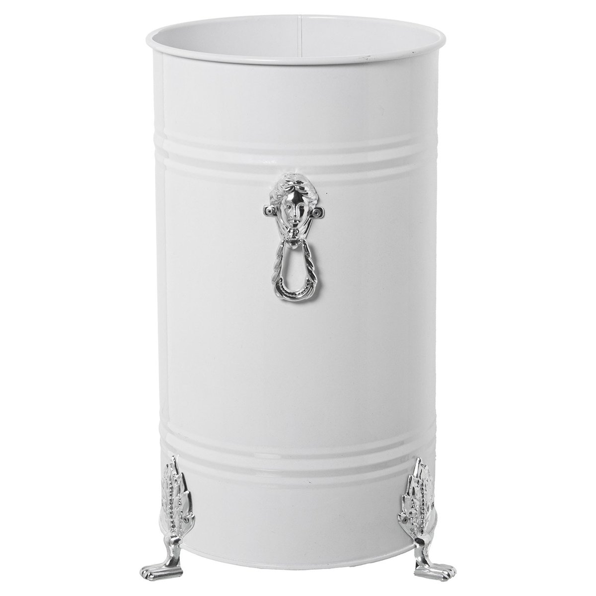 Porte parapluie rond en métal blanc et argenté 23x23x43cm blanc, WADIGA