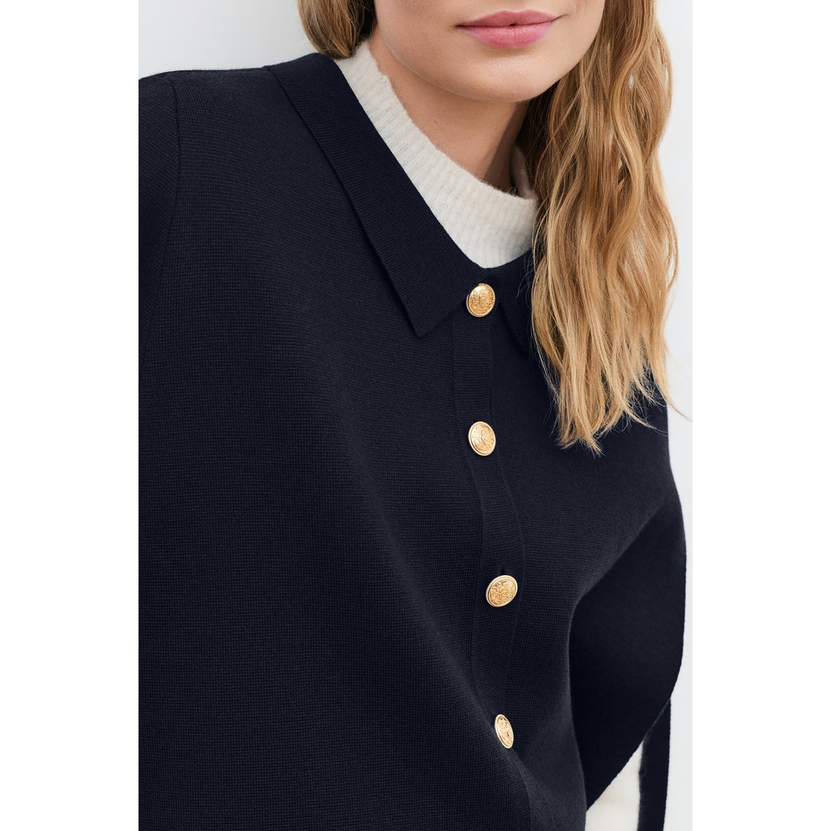 Poncho court col rond HACAPANO bleu marine, CAROLL