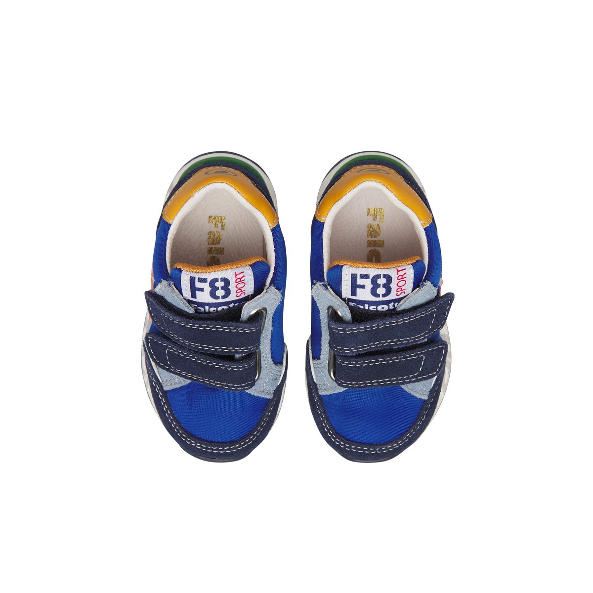 Sneakers en daim et tissu technique NUPPI VL. marine-citrouille, FALCOTTO