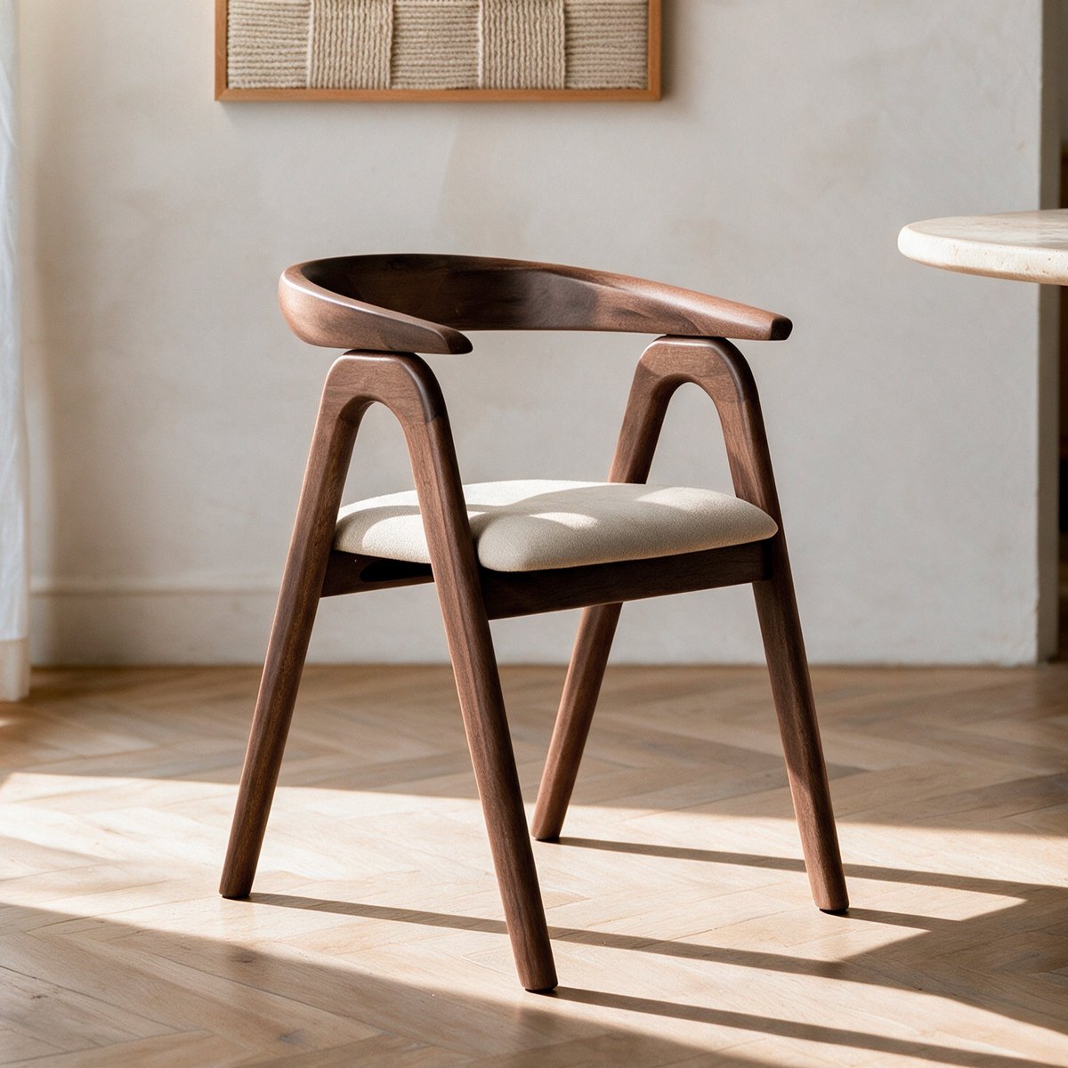 Chaise en bois d'hévéa et tissu - HAWA marron, MAISON PAVANE