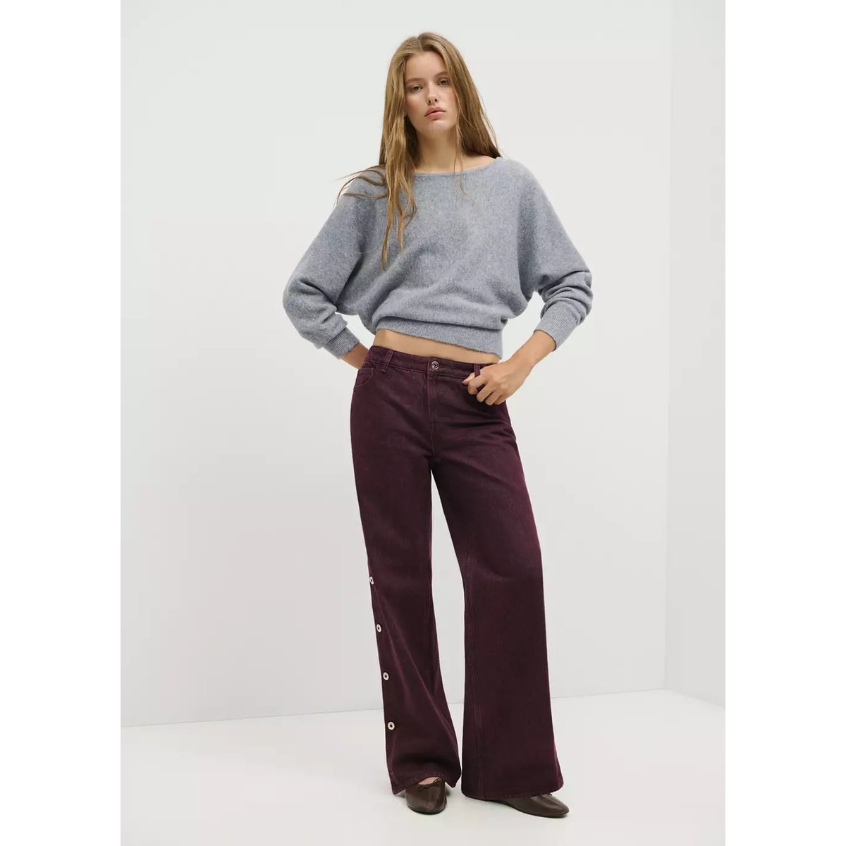 Jean droit boutons bordeaux, MANGO TEEN