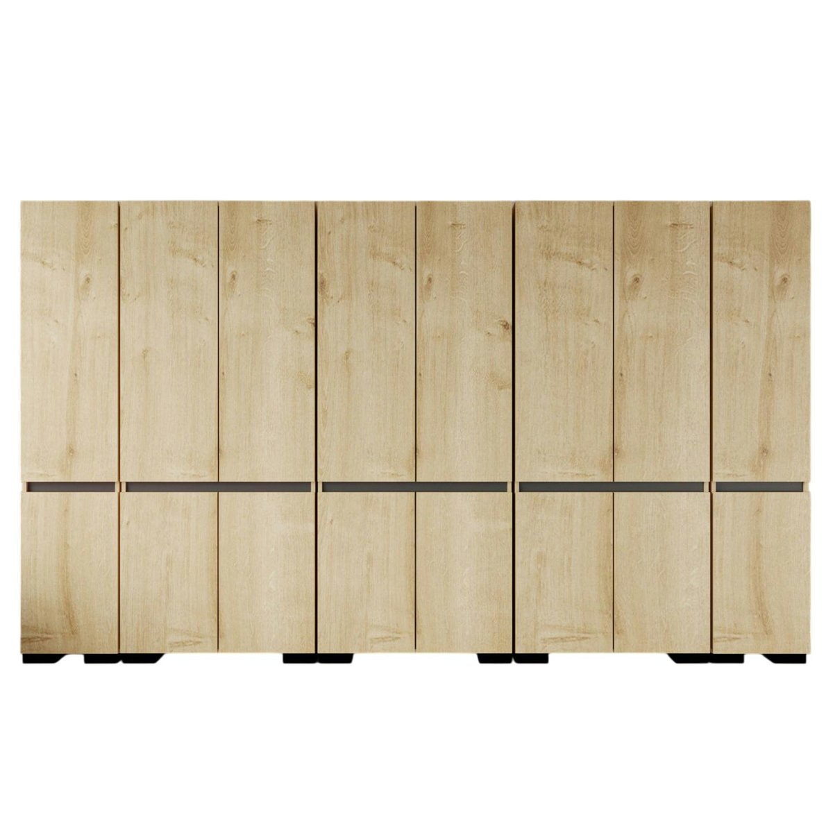 Dressing 16 portes décor chêne et anthracite 360 cm BYRON chêne, PIER IMPORT