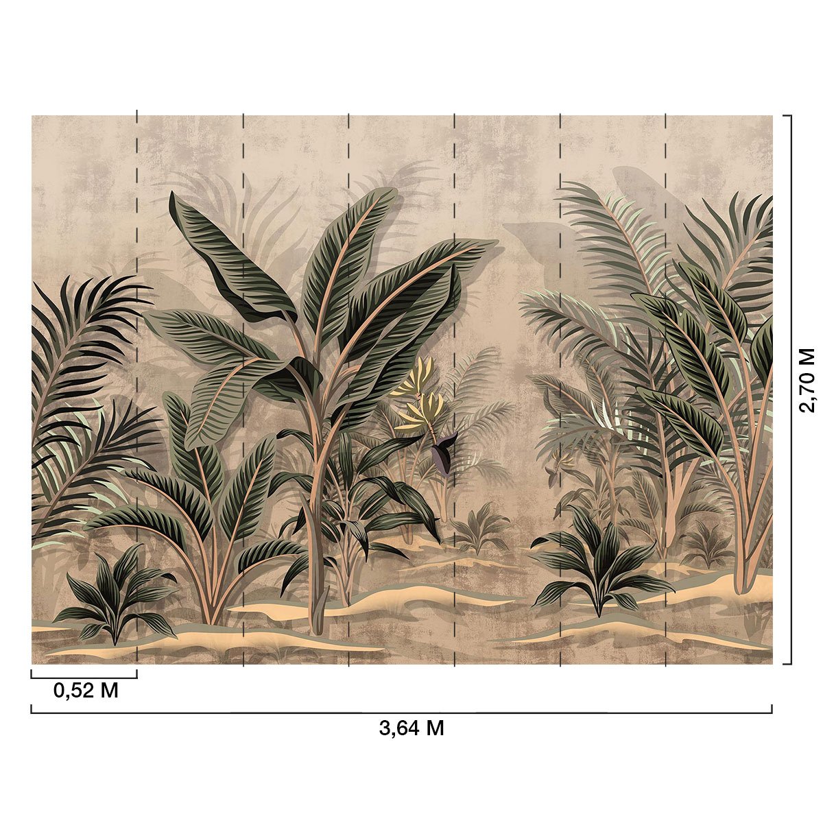 Papier peint panoramique palmier dune tropicale intissé, HEXOA