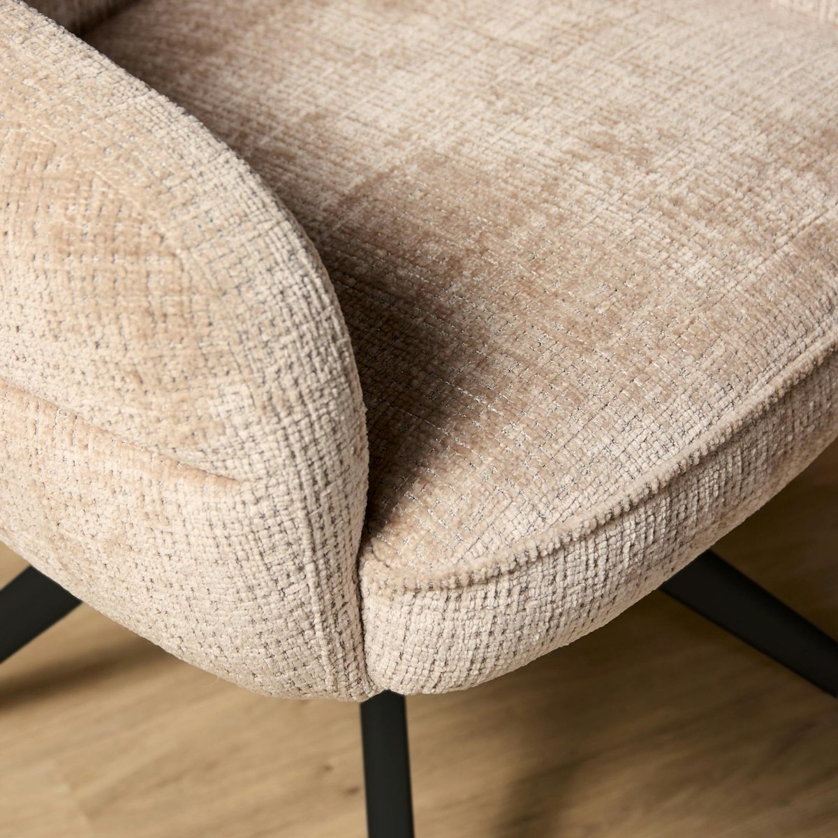 Chaise arrondie pivotante en tissu chenille (lot de 2) CORTINA beige, PIER IMPORT