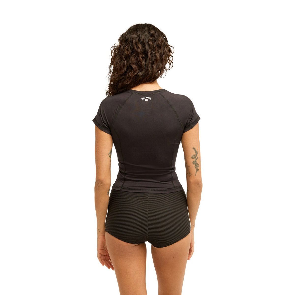 Lycra court à manches courtes CROP LYCRA noir black pebble, BILLABONG