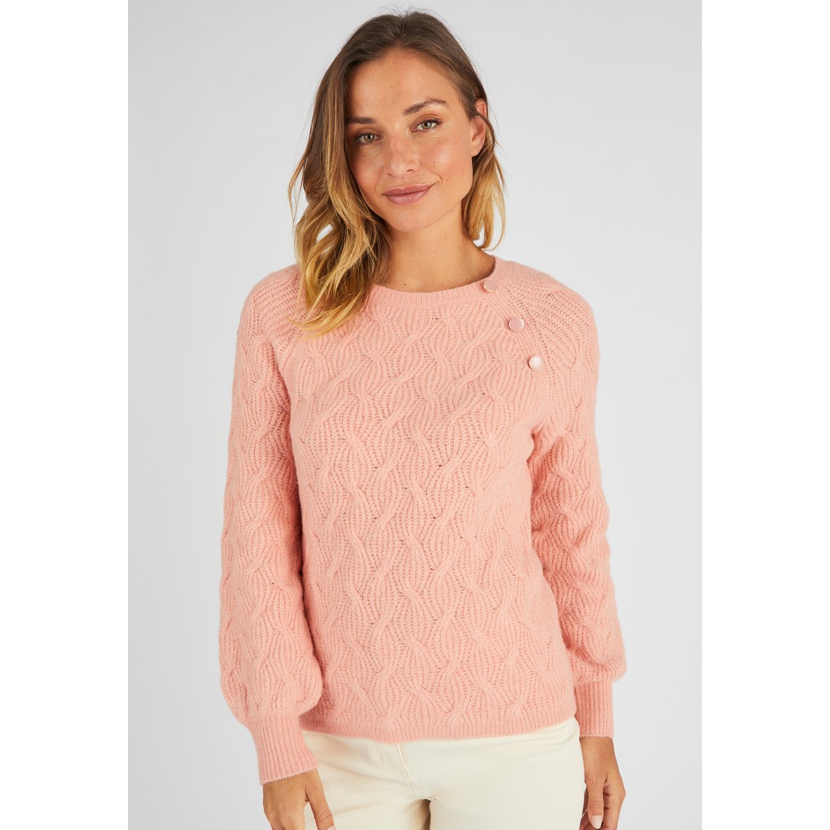 Pull torsadé Thermolactyl rose chiné, DAMART