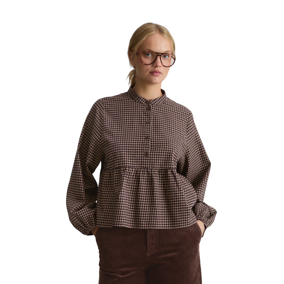 Chemisier en flanelle style décontracté en coton bio tout doux noir, MARC O’POLO DENIM