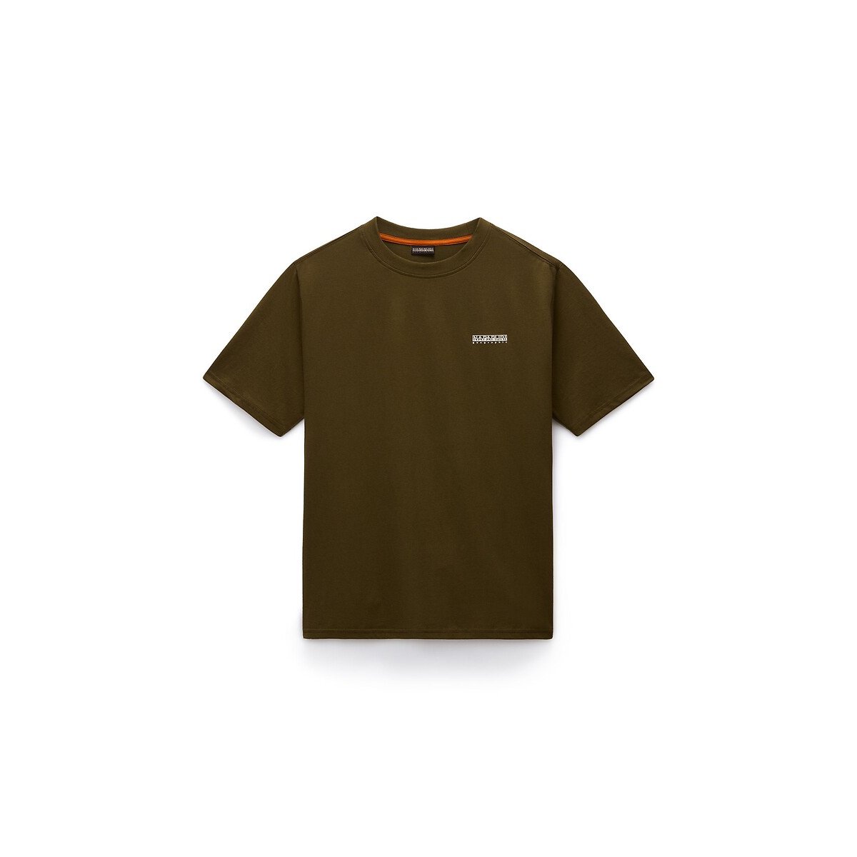 T-shirt maniche corte con piccolo logo kaki, NAPAPIJRI