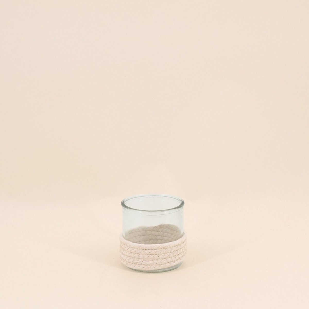 Set de 2 photophores en verre et corde blanc - vert, ORNAMI