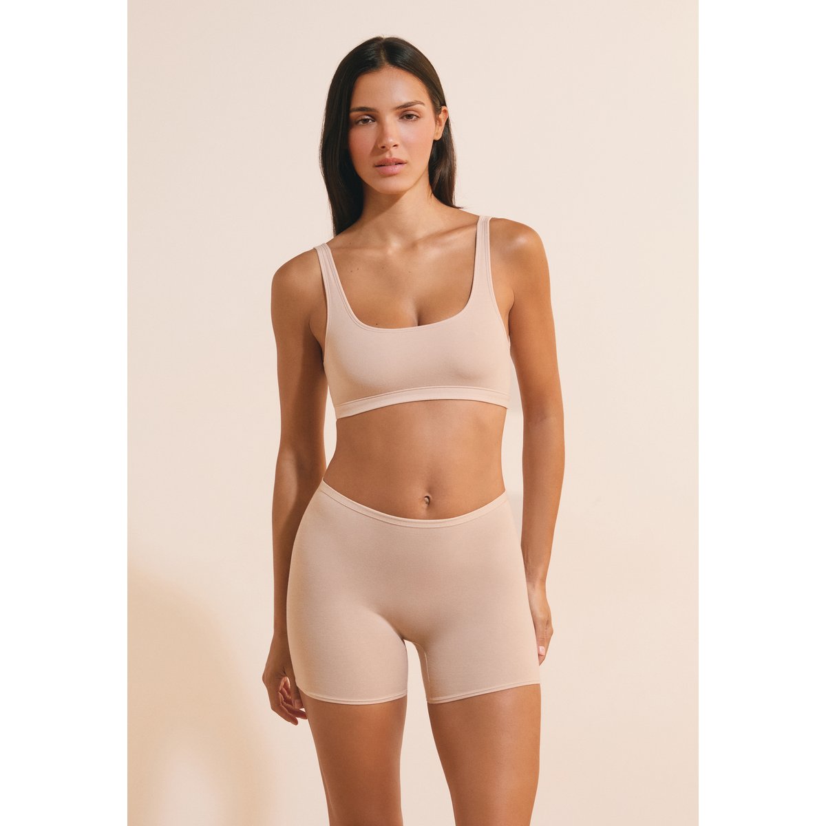 Short cycliste en coton biologique extensible COTON 360 lin, ETAM