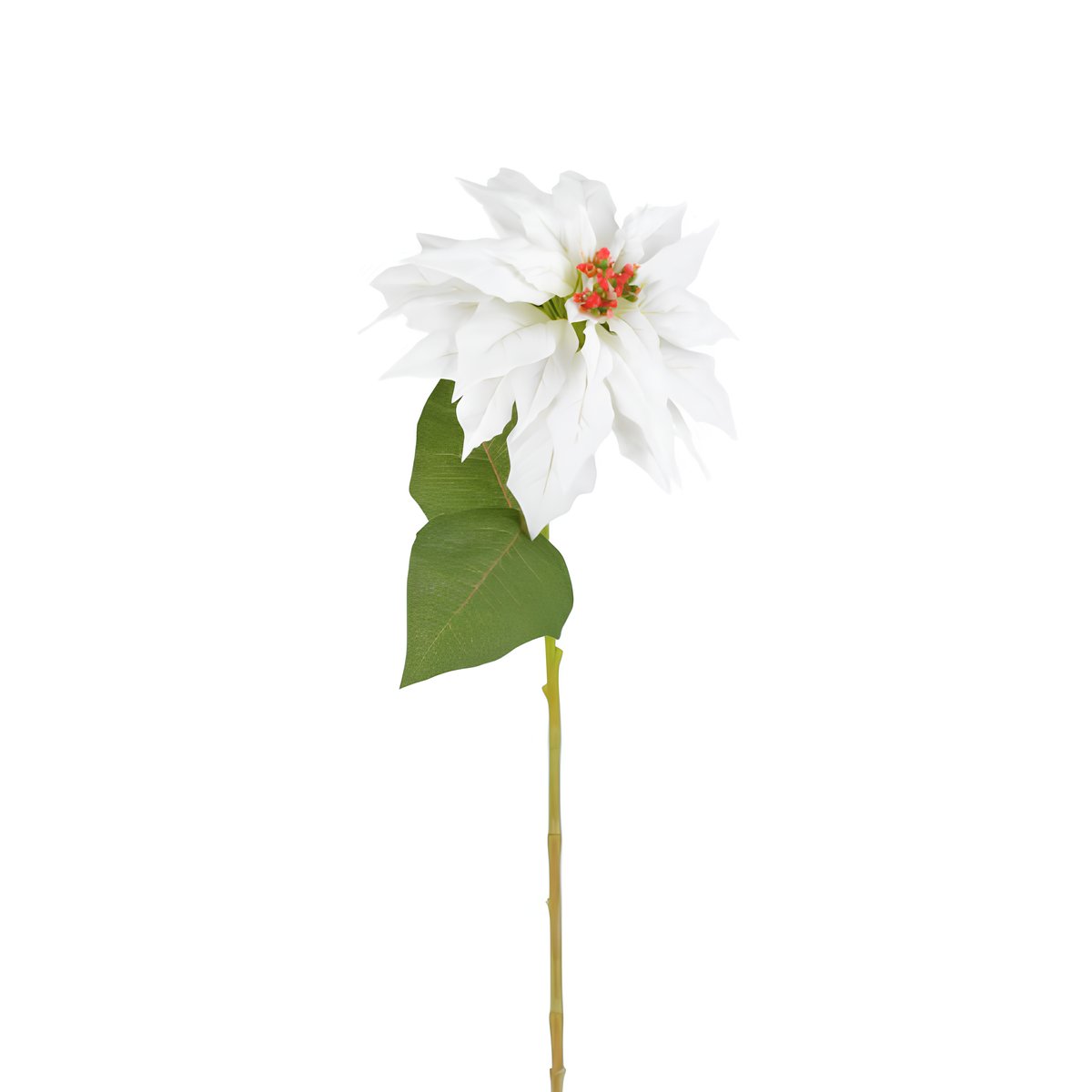Tige de poinsettia artificielle H89 blanc, SIA DECO
