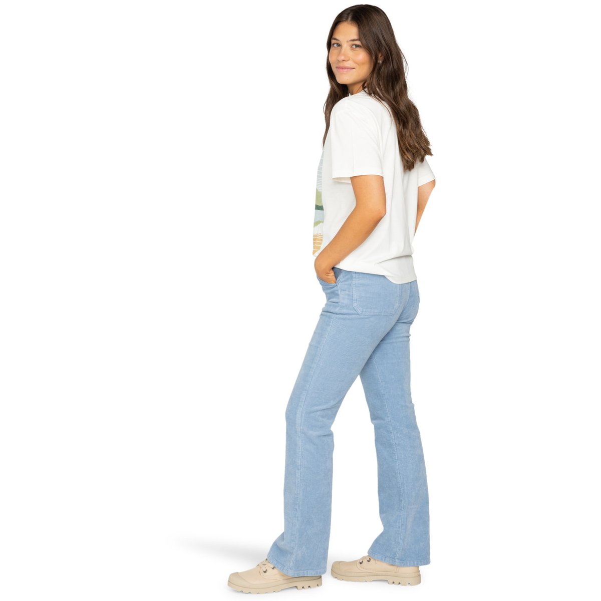 Pantalon évasé en velours côtelé WAVE bleu blue shadow, BILLABONG
