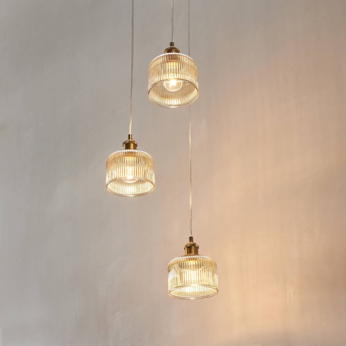 Suspension trio verre ambré rétro - AURÉLINE ambré et laiton, KOSILUM