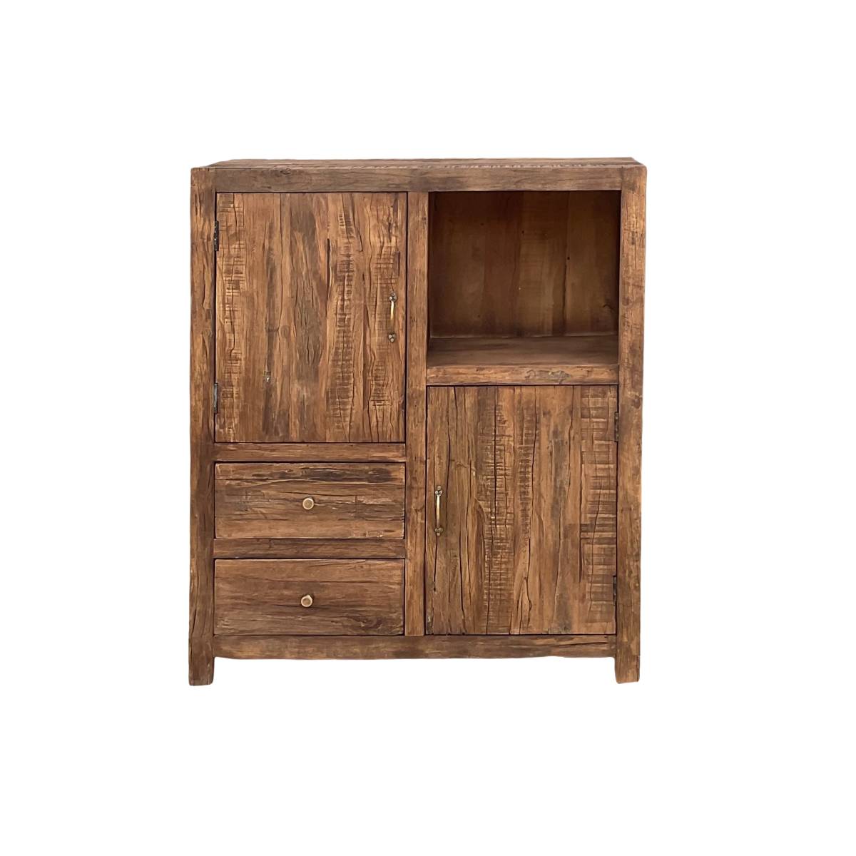 Petite armoire en bois recyclé INDRA bois foncé, MADE IN MEUBLES