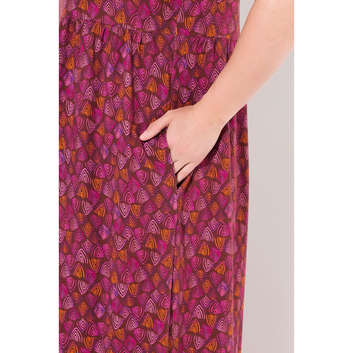 Robe en jersey à mélange de motifs aubergine, ULLA POPKEN