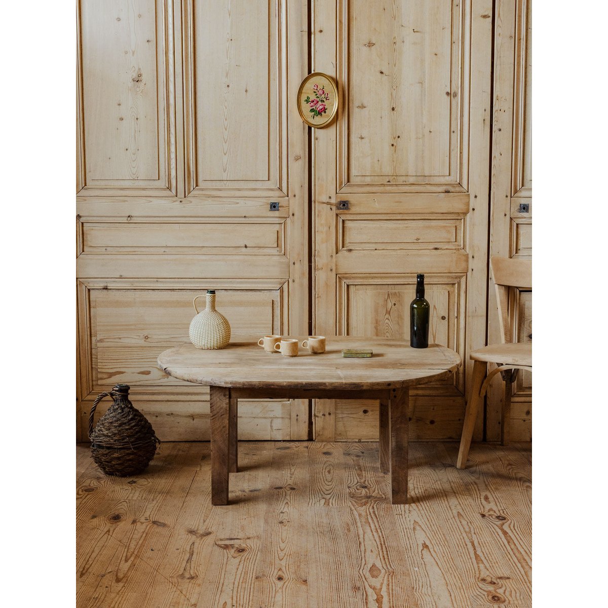 Table basse rustique en bois Léonie N°961 - Bon état bois clair, DEBONGOUT