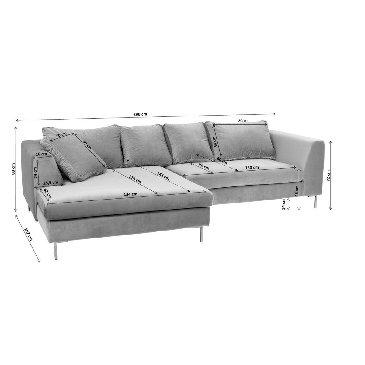 Canapé d'angle en velours, GIANNI PIPE marron, KARE DESIGN