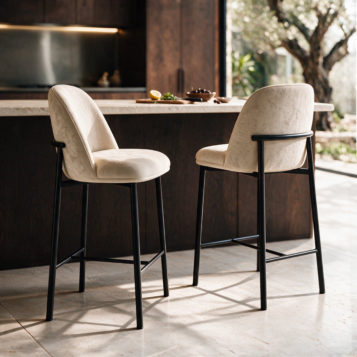Lot de 2 tabourets de bar Noah - NOAH beige, MAISON PAVANE