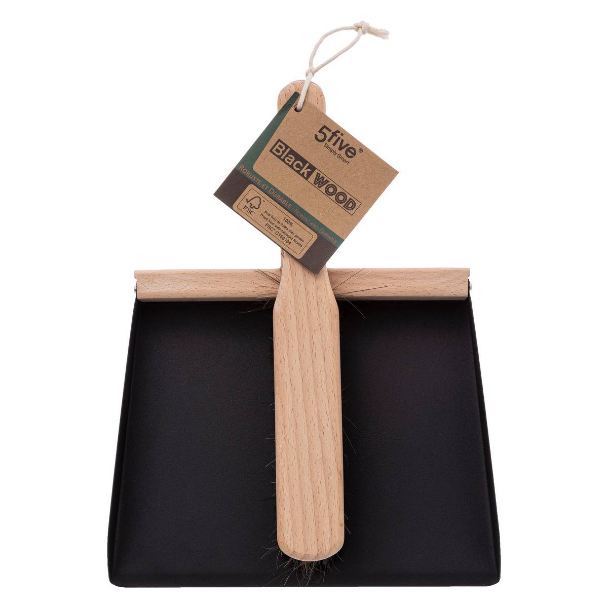 Ensemble pelle et balayette en bois et acier BLACKWOOD noir, 5FIVE SIMPLY SMART