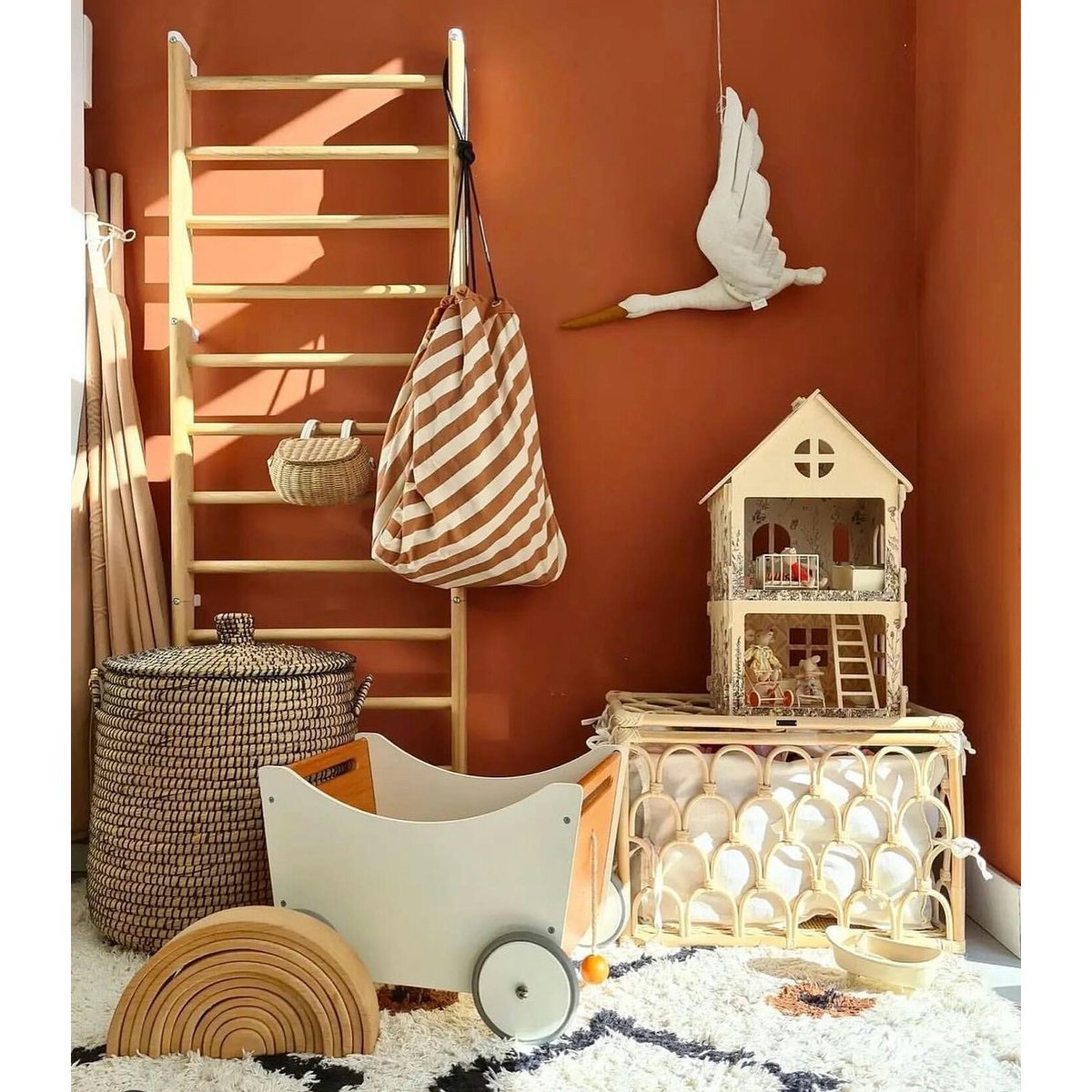 play&go - tapis de jeu & sac à jouets - stripes brown beige, PLAY ET GO