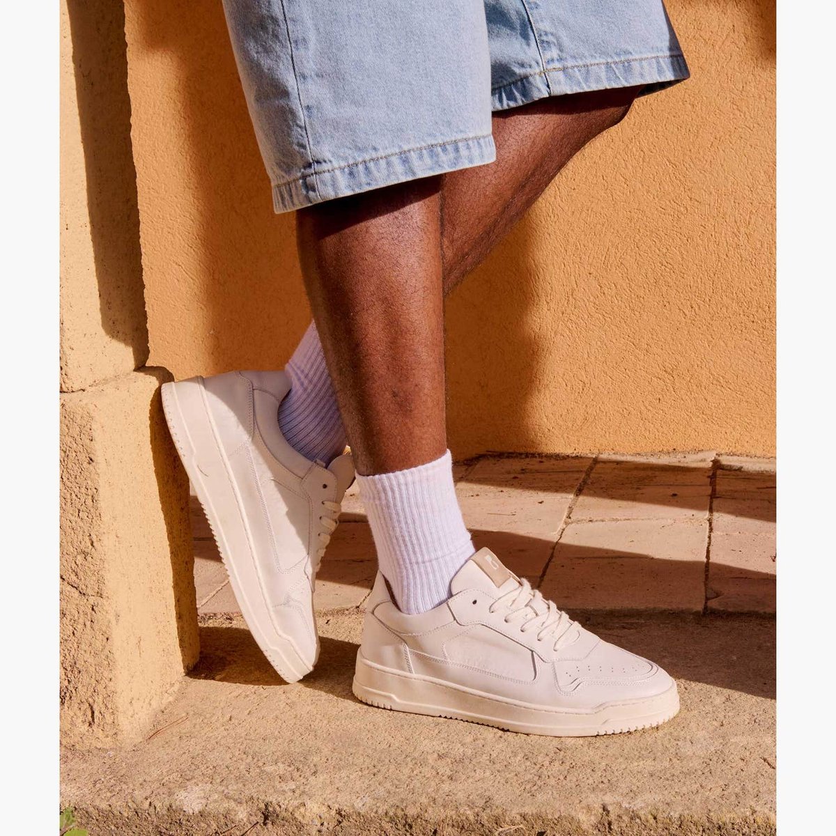 Basket en cuir NORMAN blanc, BOCAGE