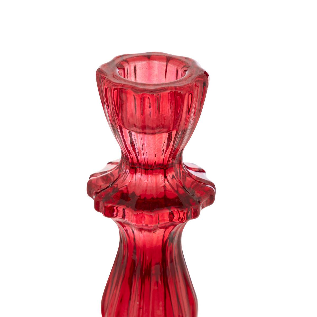 Bougeoir H20 cm verre rouge rouge, ATMOSPHERA