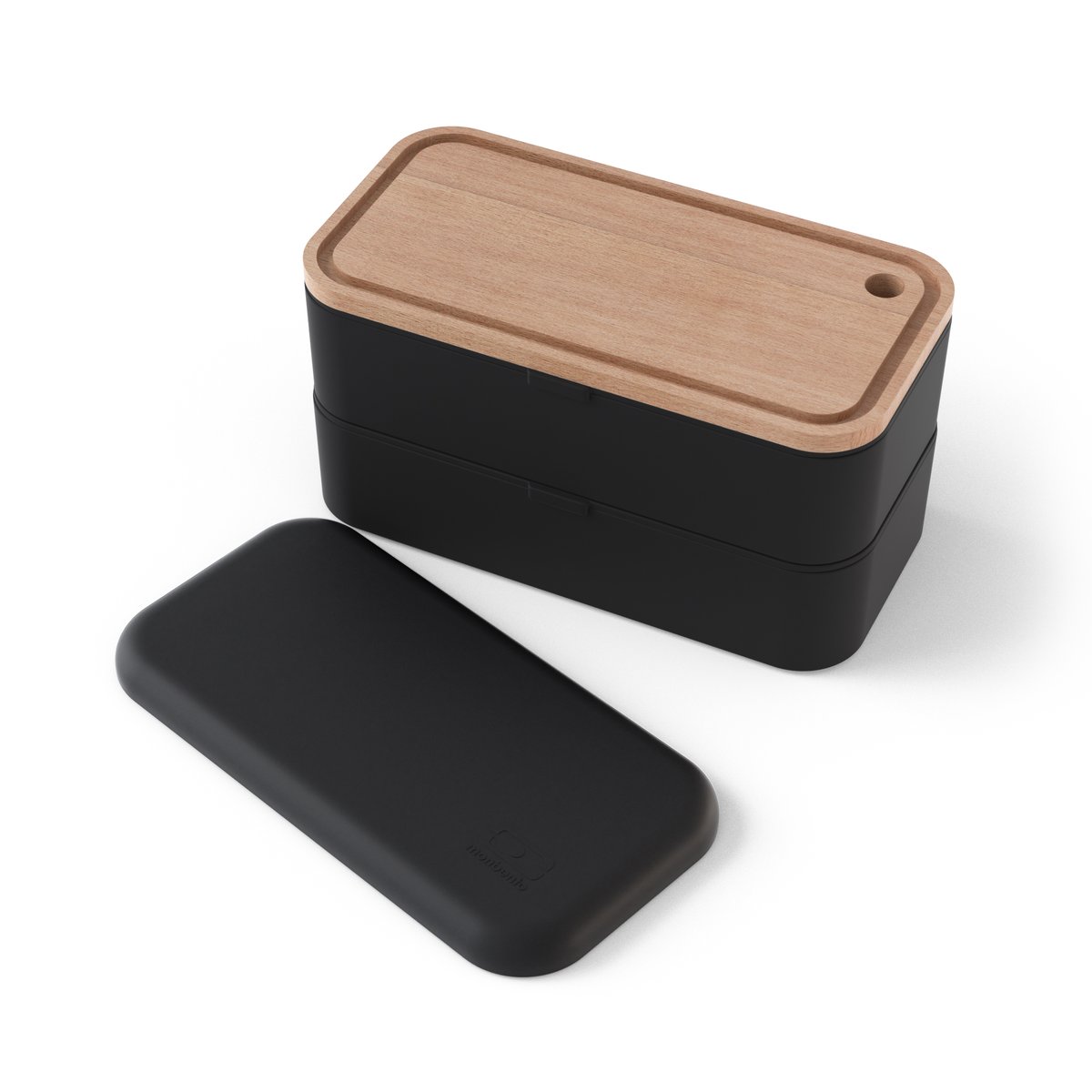 Set lunch box + Planche à découper nomade Made in France original noir onyx, MONBENTO