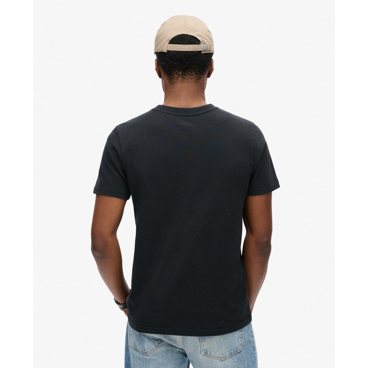 T-shirt à motif floqué délavé noir nero chiné, SUPERDRY