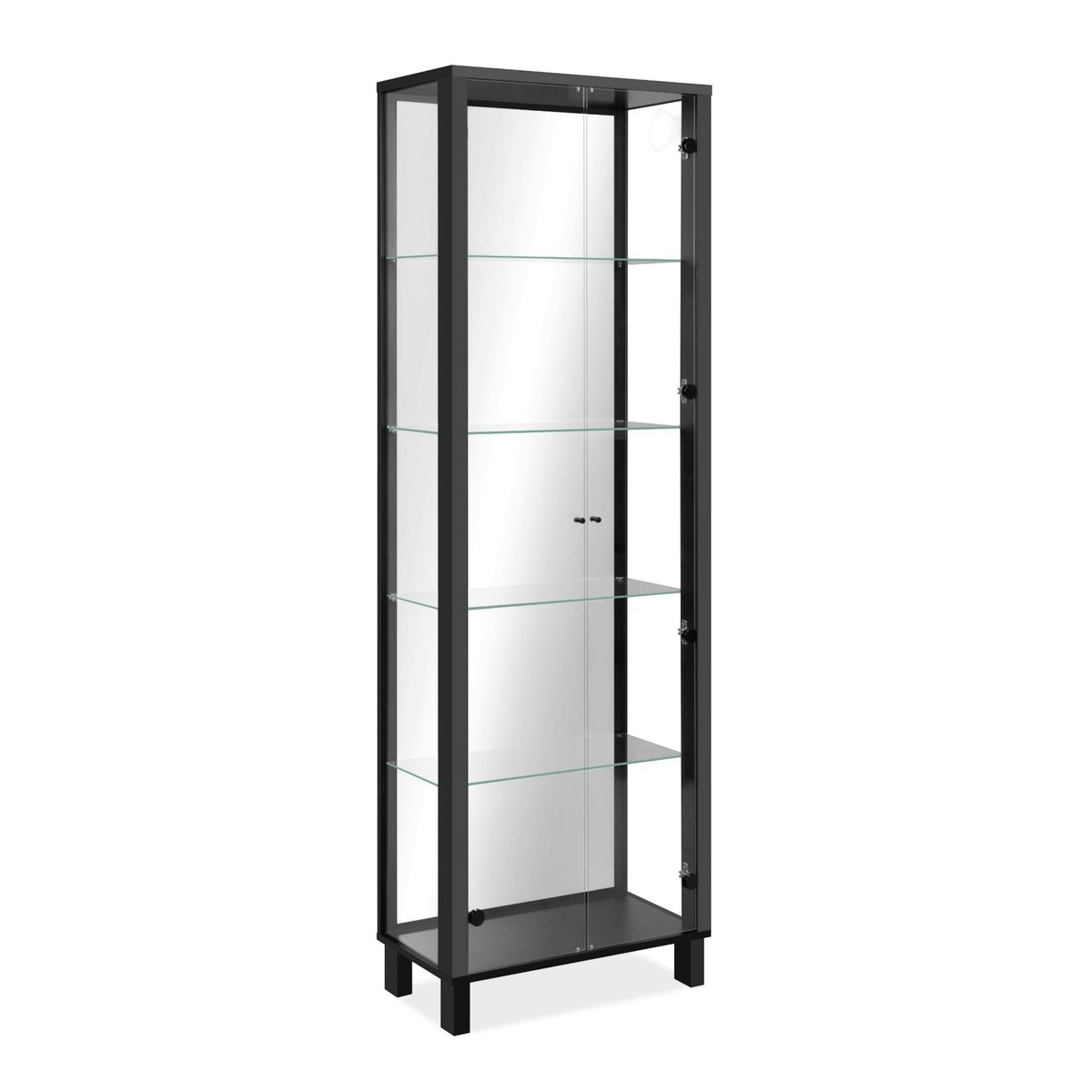 Vitrine de rangement avec miroir, 2 portes RAVEN noir, PIER IMPORT