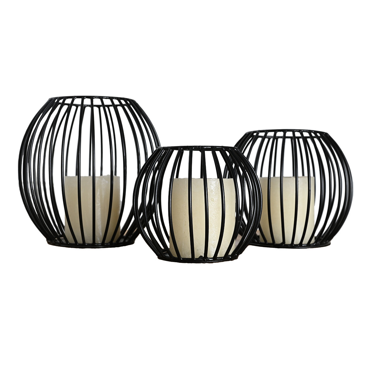 Photophore métal rond 13x11 cm KEMI BLACK noir, SENSEI MAISON