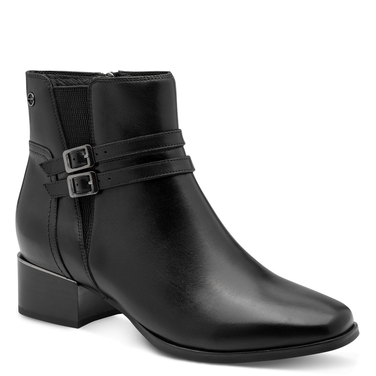Bottine en cuir noir, TAMARIS